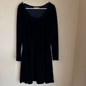 Soft Surroundings Blue Velvet long sleeve scoop neck Elegant Womens Dress large